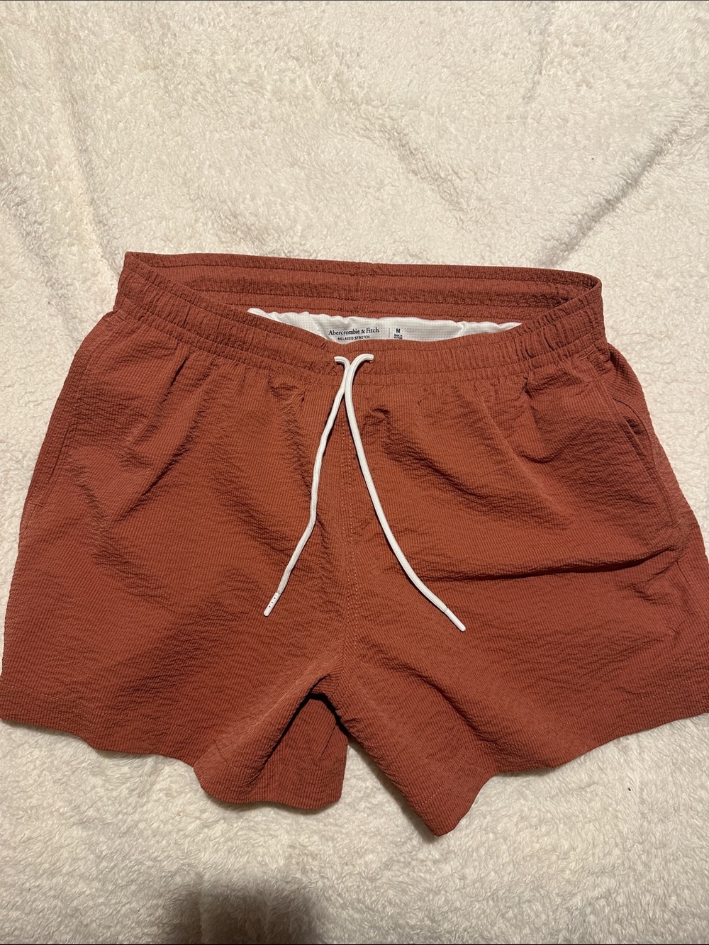 Abercrombie & Fitch Rust Seersucker Men’s Swim Trunks